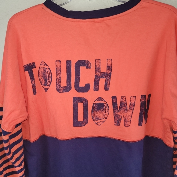 Crown Ivy Shirt Women M OrangeNavy Game Day Long‎ Sleeve French Terry Tee - Picture 5 of 13